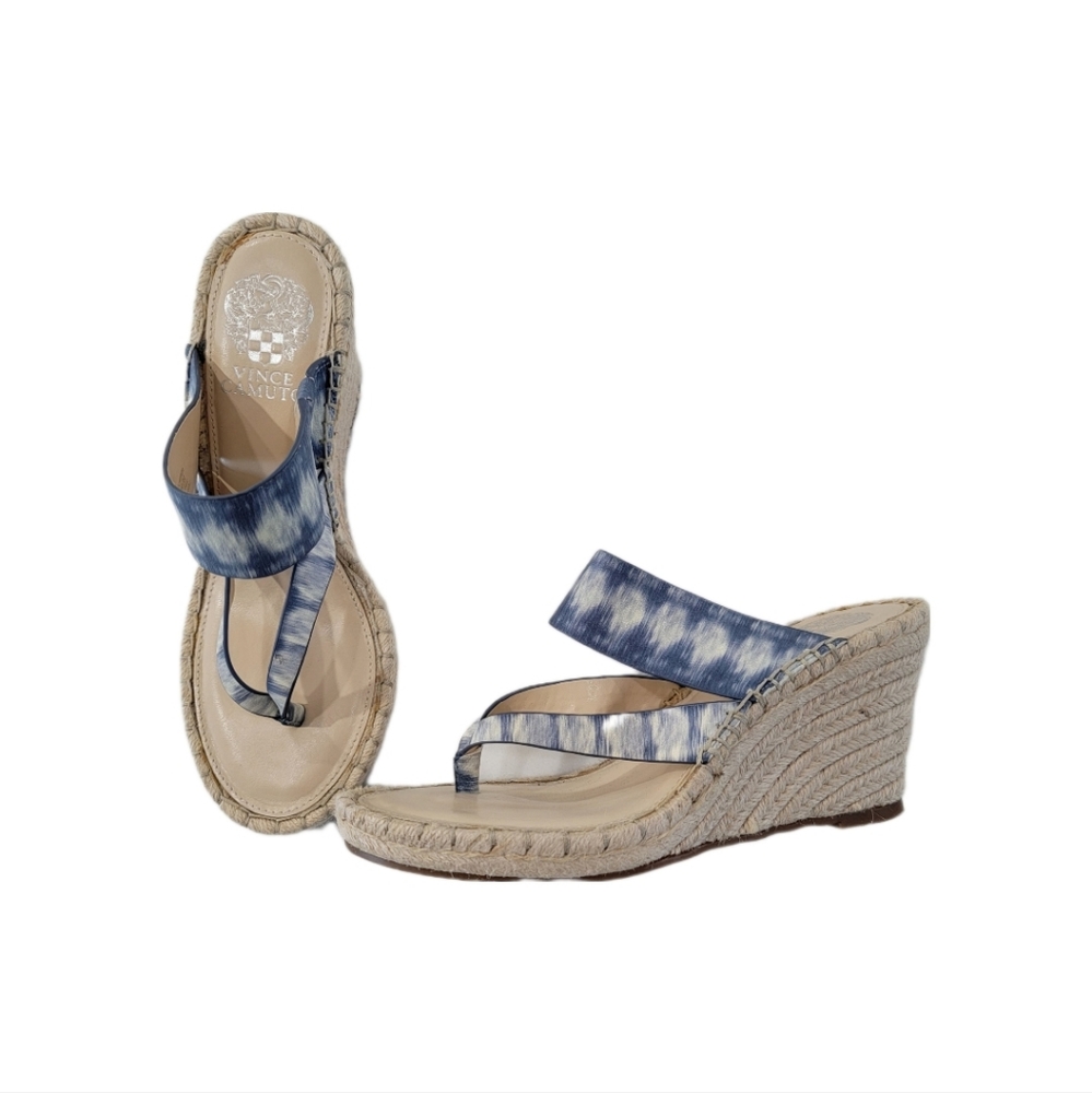 Vince Camuto Lavanda espadrille wedge blue tie dye thong sandal size 8.5